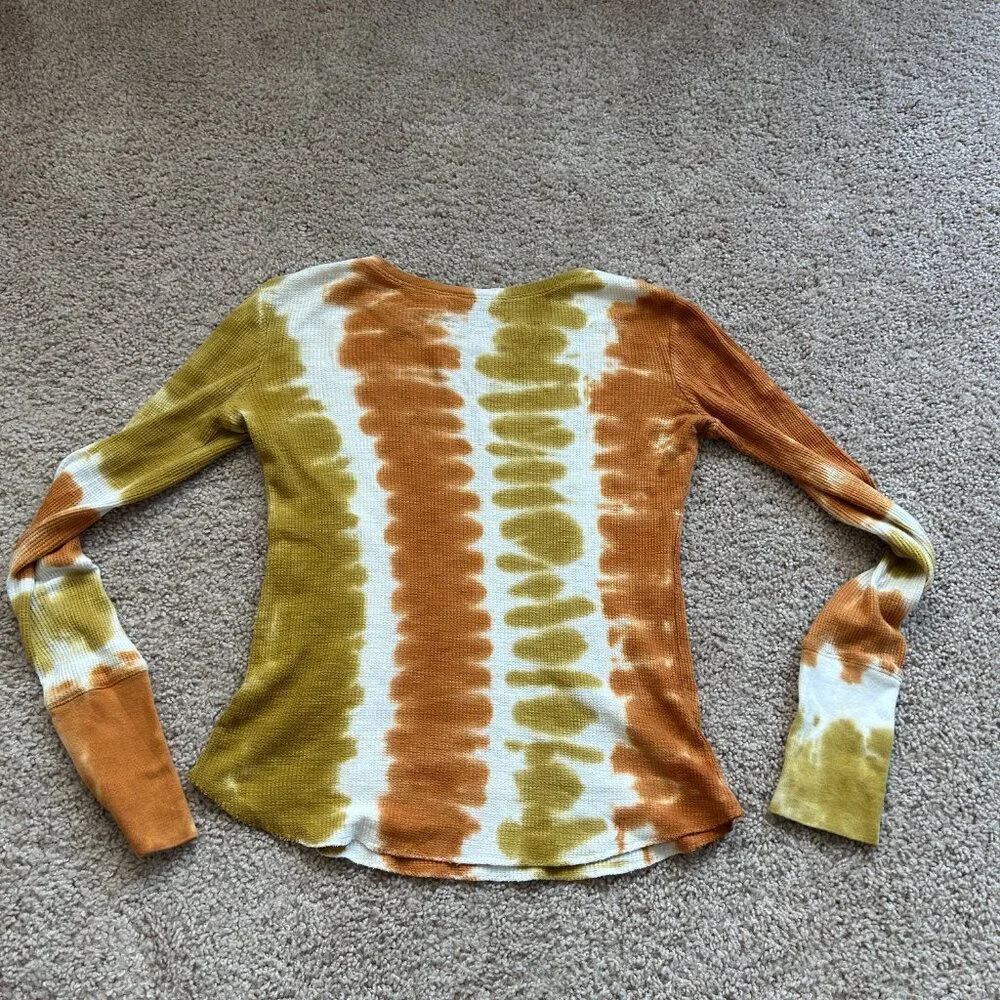 BDG Urban Outfitters Rhiannon Orange Yellow Tie-Dye Long-Sleeve Tee Size Small - Picture 7 of 11